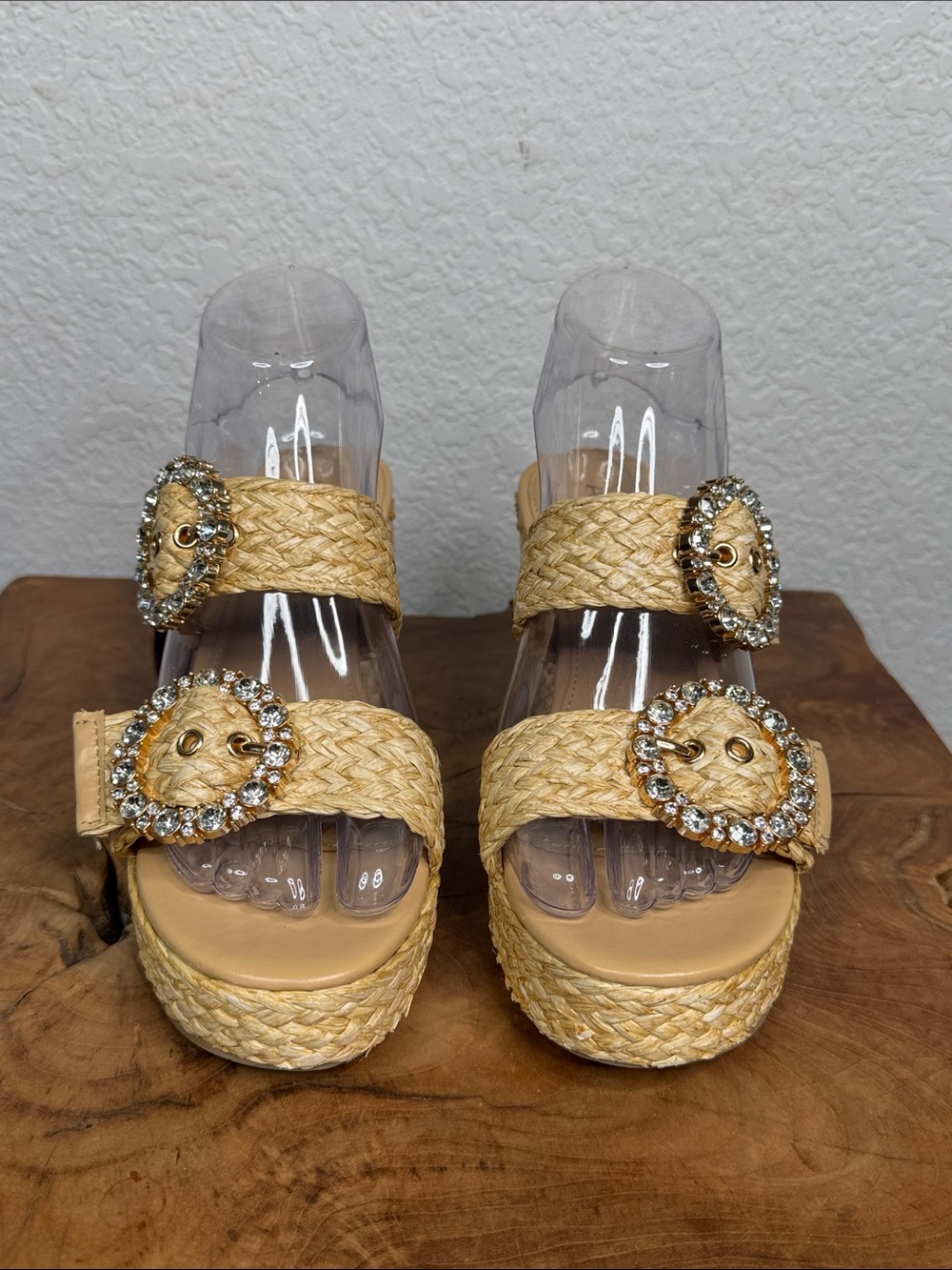 ABOUND RONDA RAFFIA PLATFORM
MULE SANDALS RHINESTONE BUCKLE NATURAL SIZE 6.5 - Picture 3 of 16